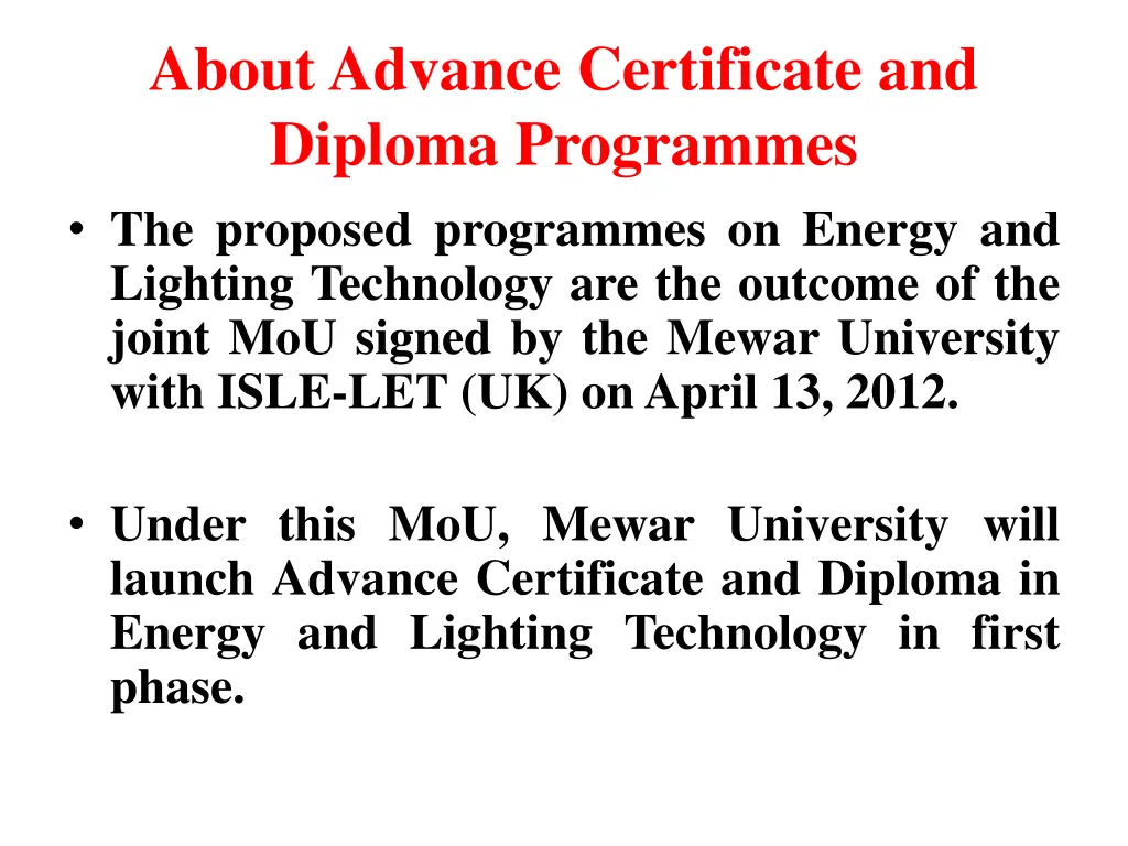 about advance certificate and diploma programmes