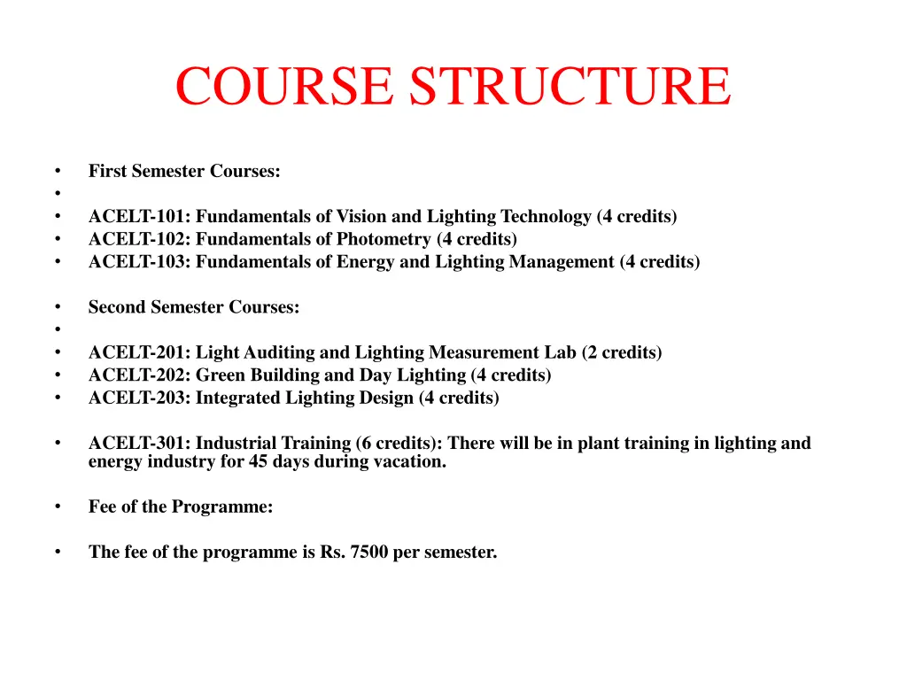 course structure