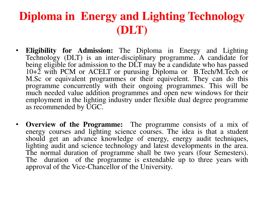 diploma in energy and lighting technology dlt