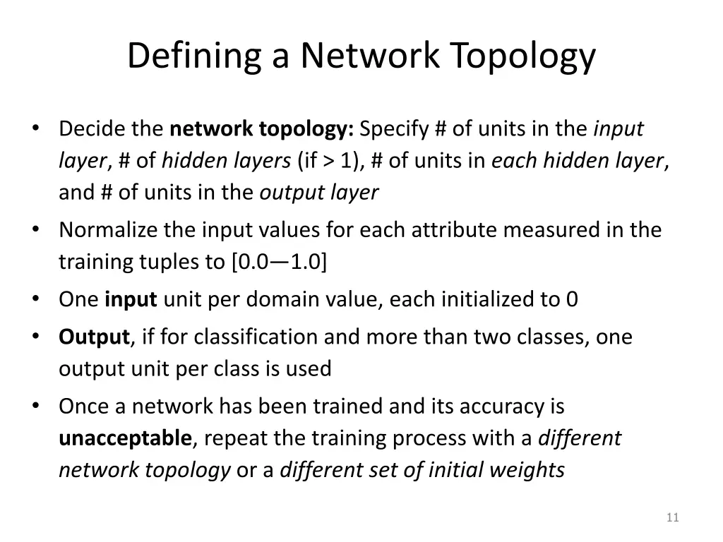 defining a network topology