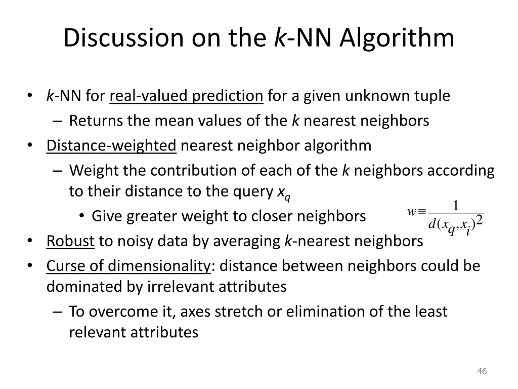 discussion on the k nn algorithm