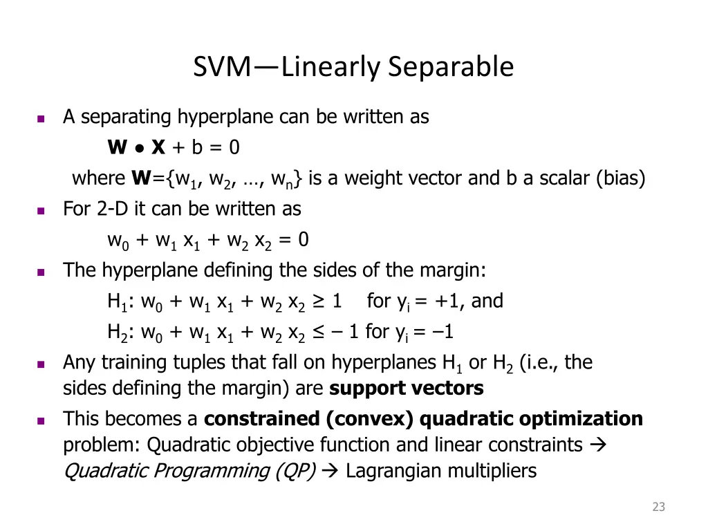 svm linearly separable