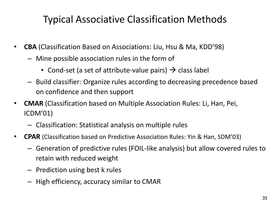 typical associative classification methods