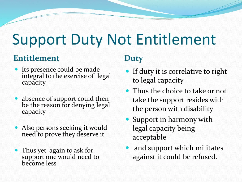 support duty not entitlement