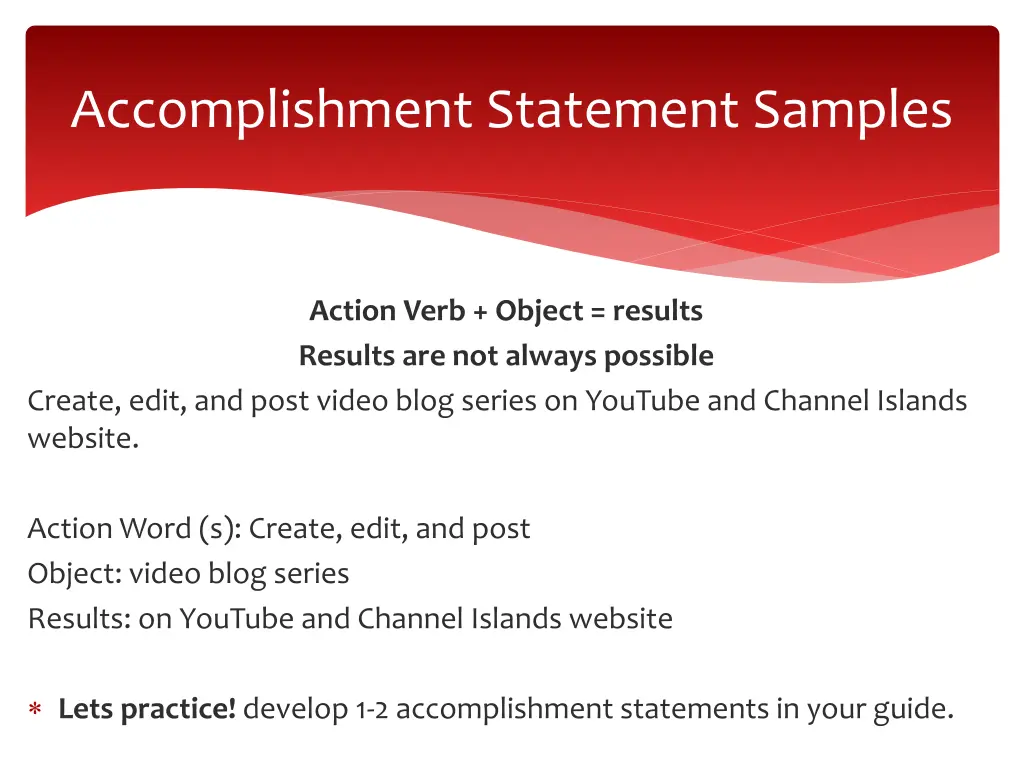 accomplishment statement samples 1