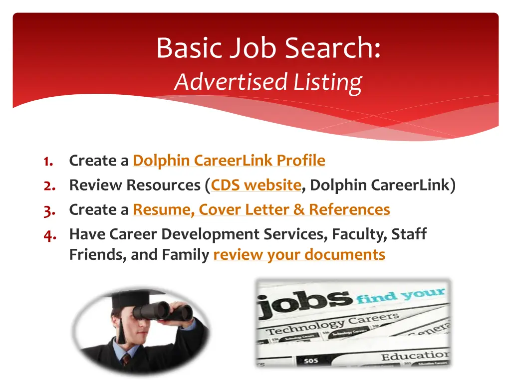 basic job search advertised listing