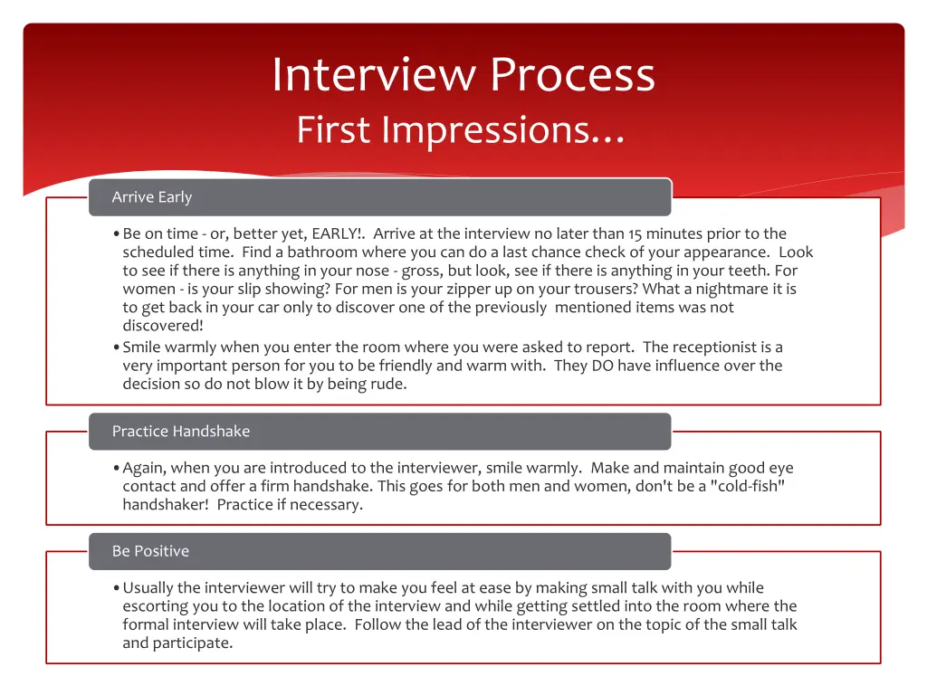 interview process first impressions