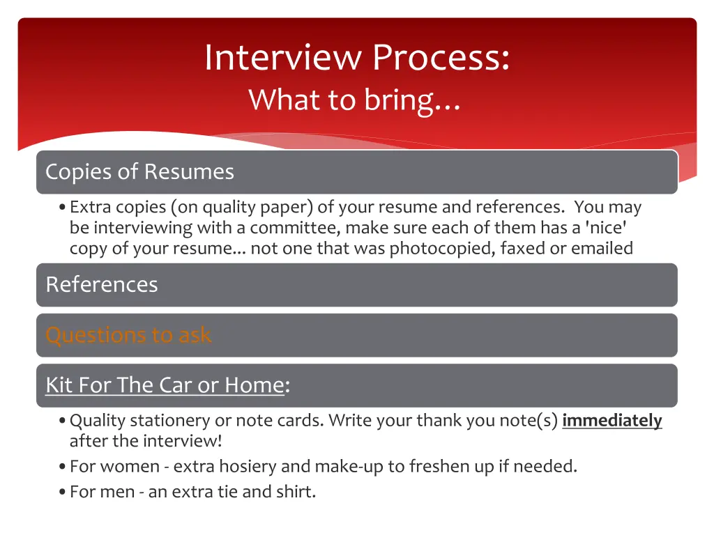 interview process what to bring 1