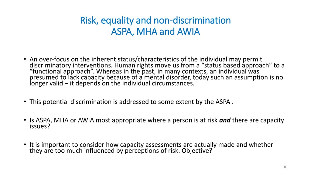 risk equality and non risk equality