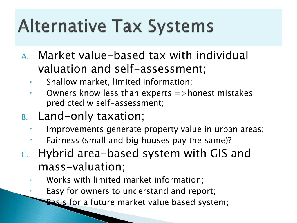 a market value based tax with individual