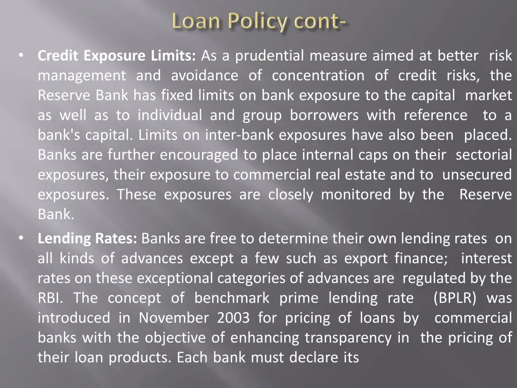 credit exposure limits as a prudential measure