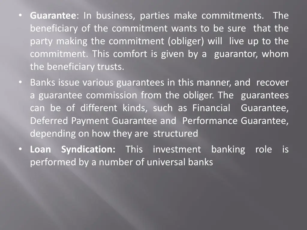 guarantee in business parties make commitments