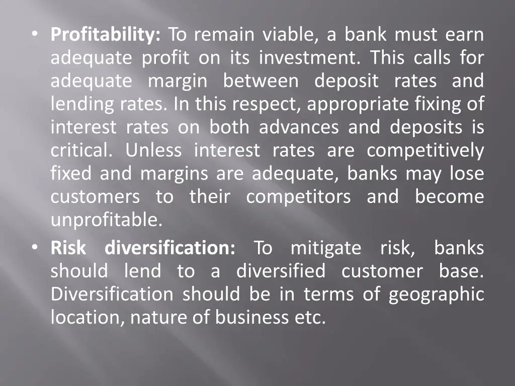 profitability to remain viable a bank must earn