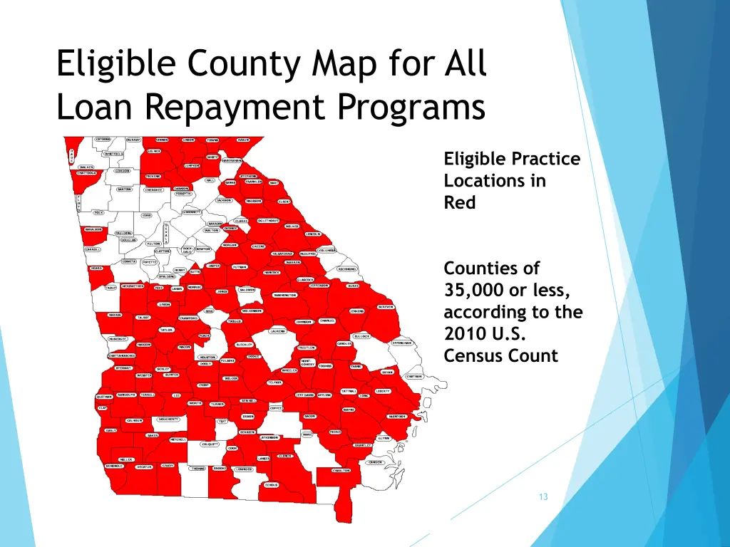 eligible county map for all loan repayment