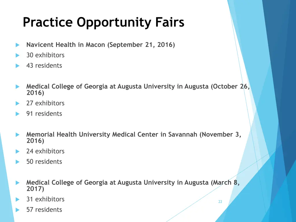 practice opportunity fairs