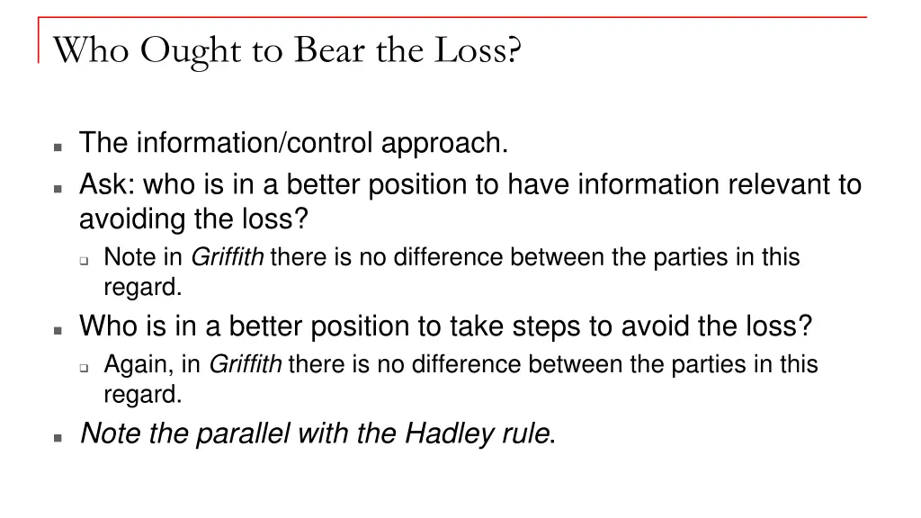 who ought to bear the loss