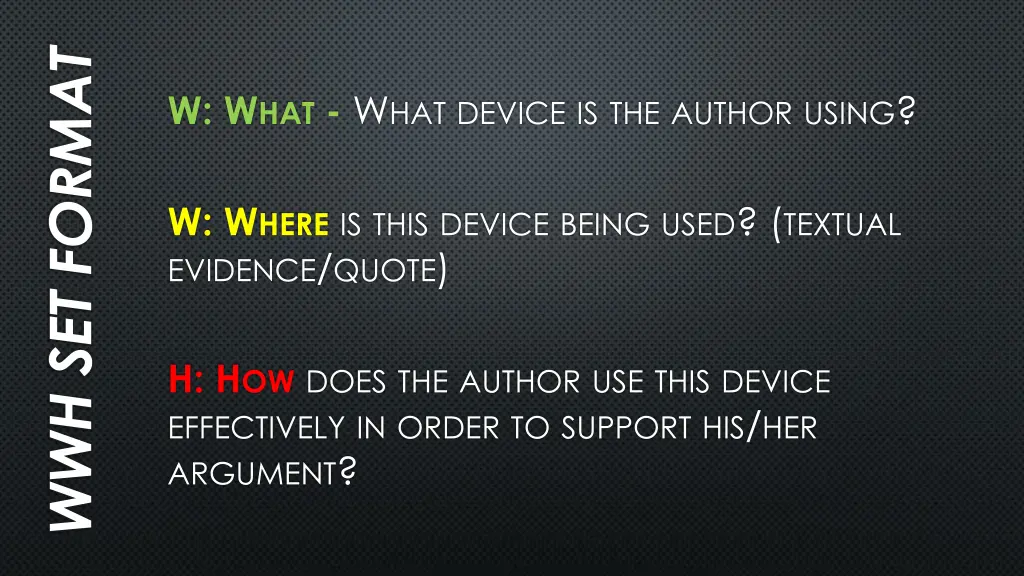 wwh set format