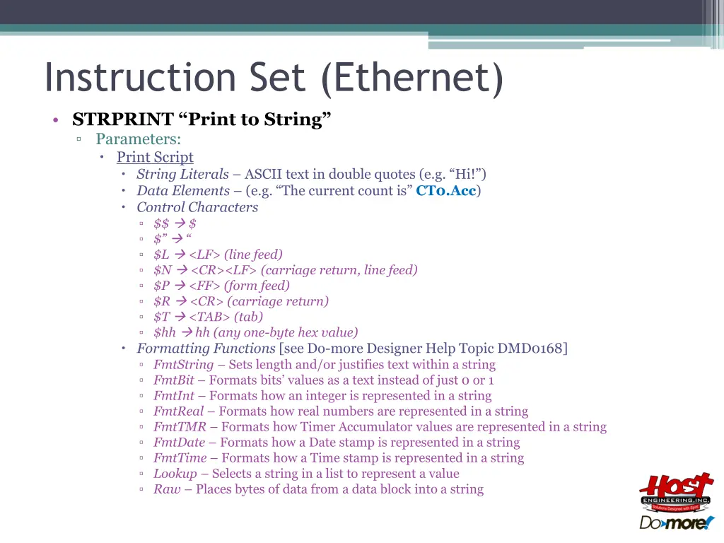 instruction set ethernet strprint print to string