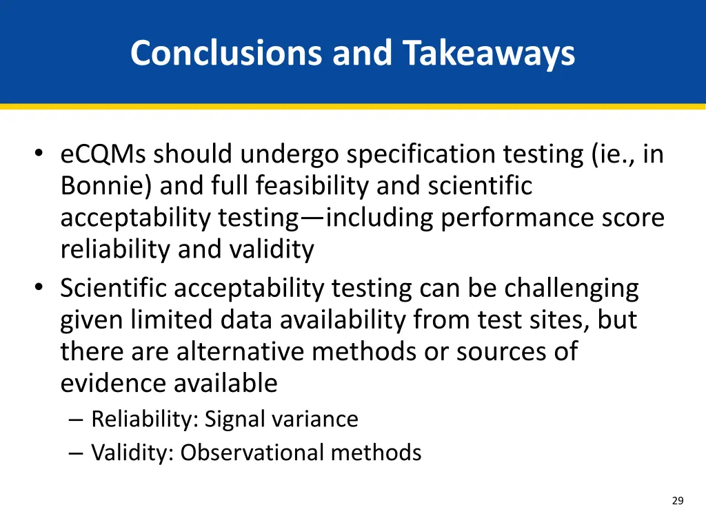 conclusions and takeaways