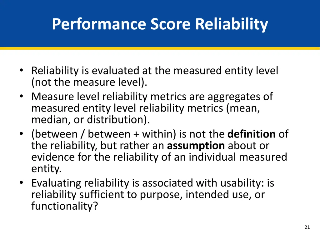 performance score reliability 1