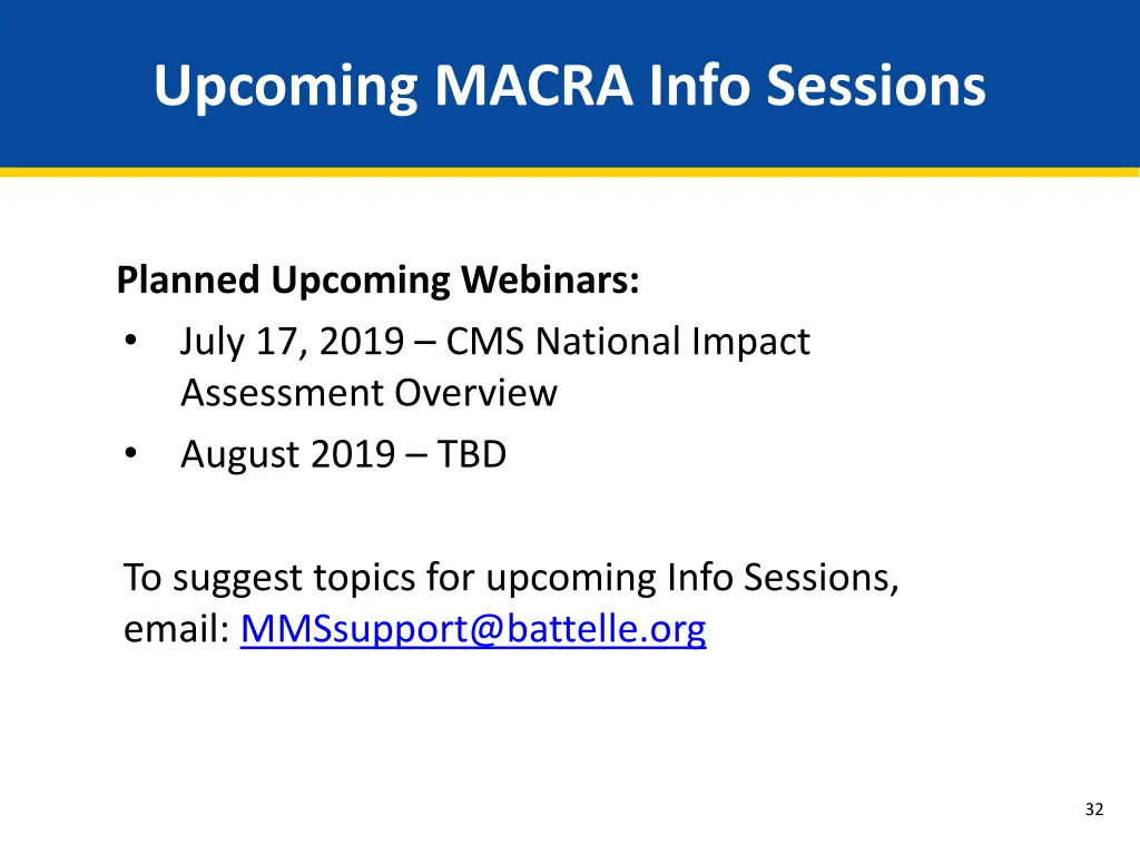 upcoming macra info sessions