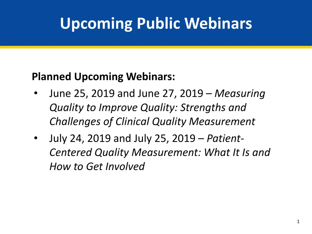 upcoming public webinars