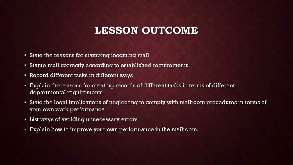 lesson outcome