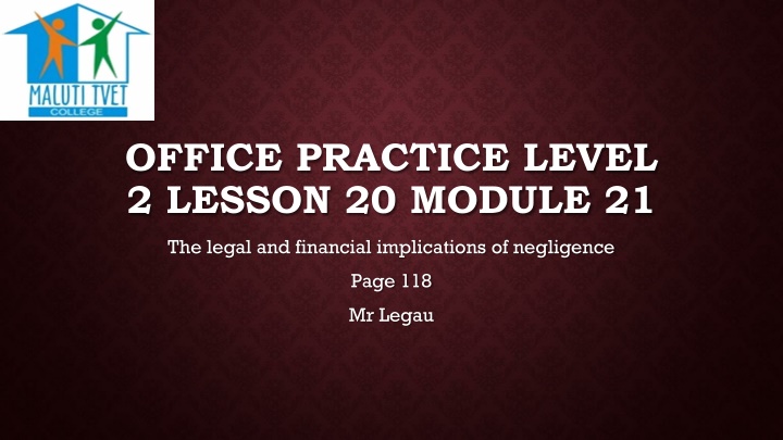 office practice level 2 lesson 20 module 21