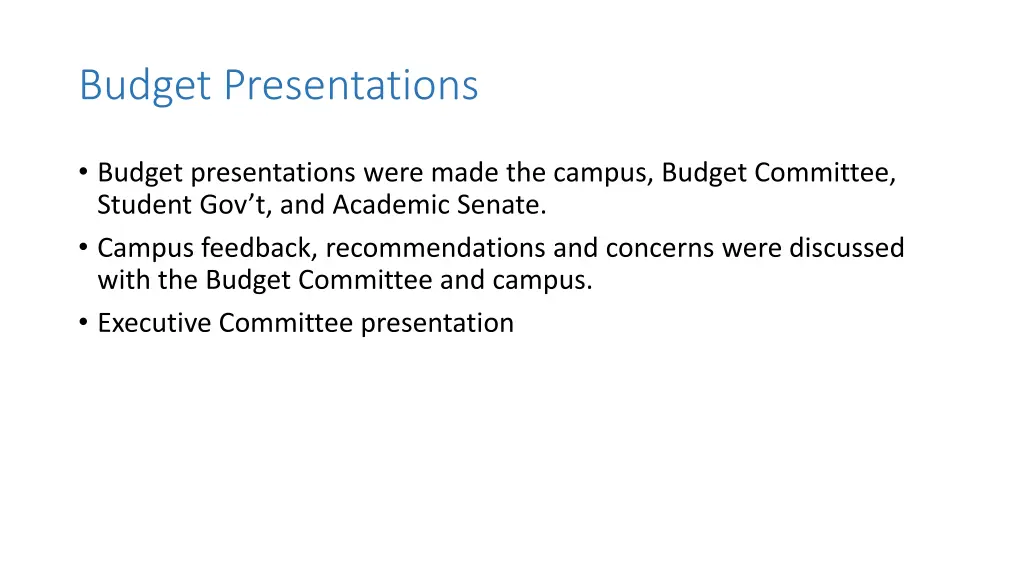 budget presentations