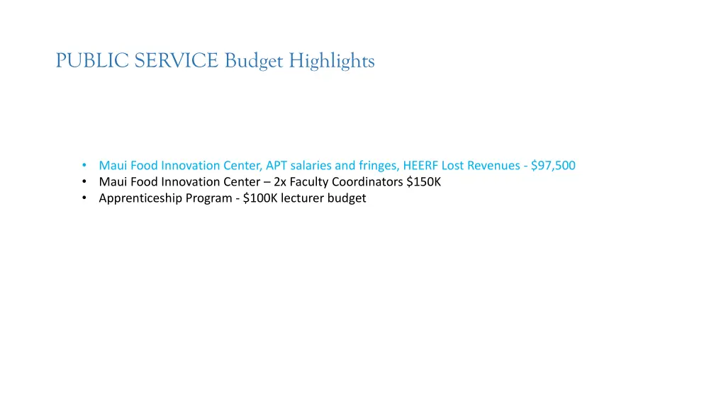 public service budget highlights