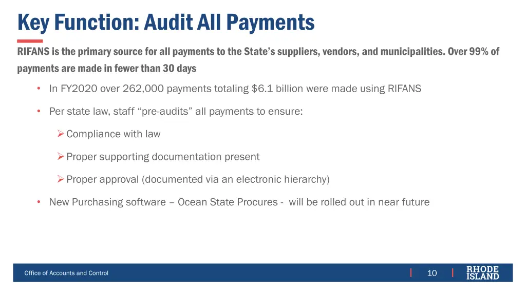 key function audit all payments