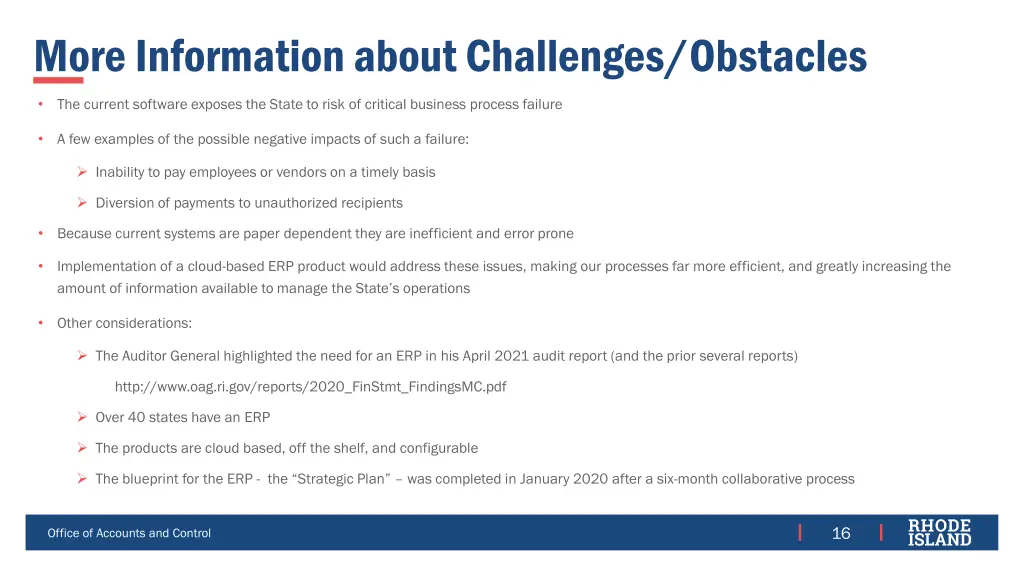 more information about challenges obstacles