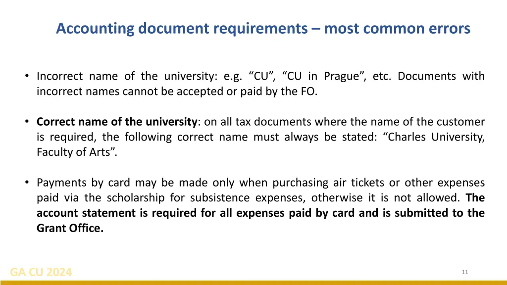 accounting document requirements most common 1