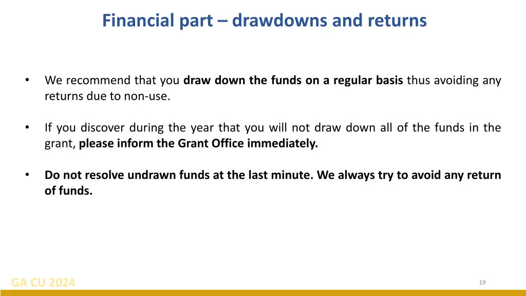financial part drawdowns and returns