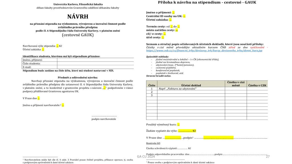 p loha k n vrhu na stipendium cestovn gauk