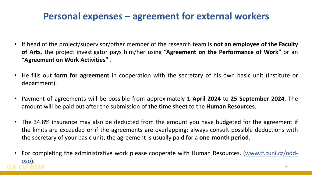 personal expenses agreement for external workers
