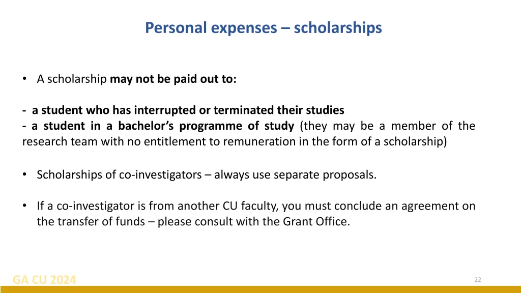 personal expenses scholarships