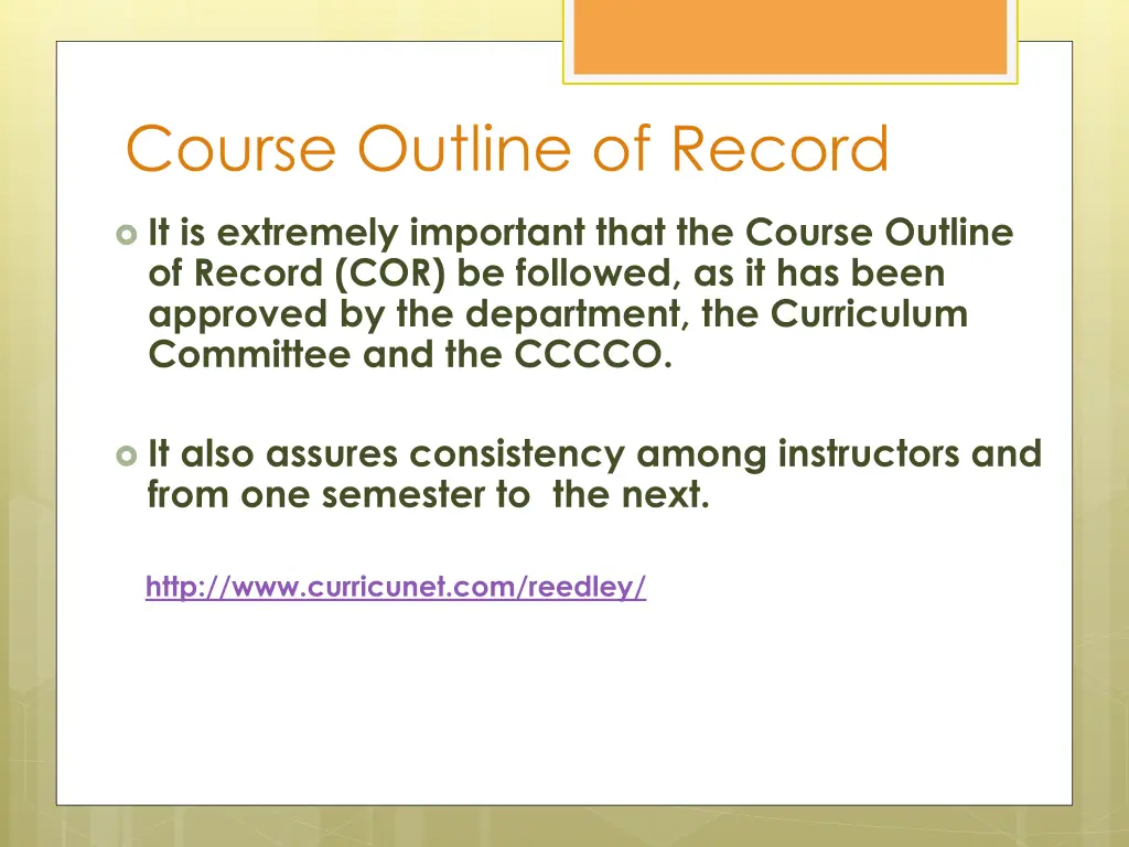 course outline of record