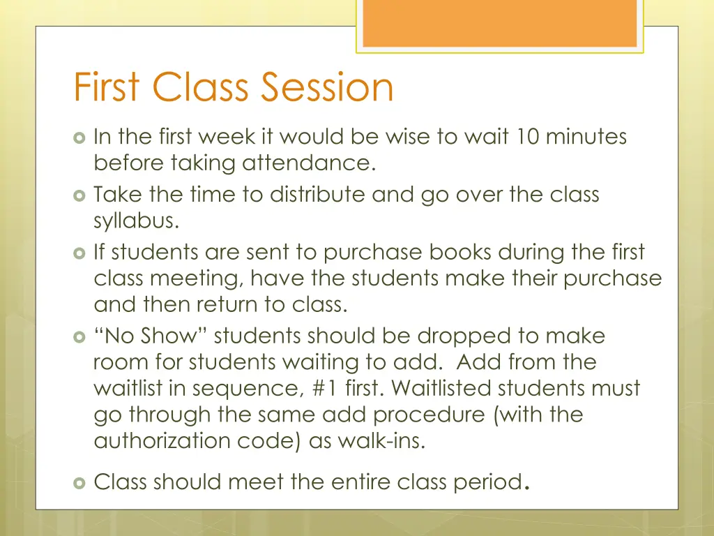 first class session