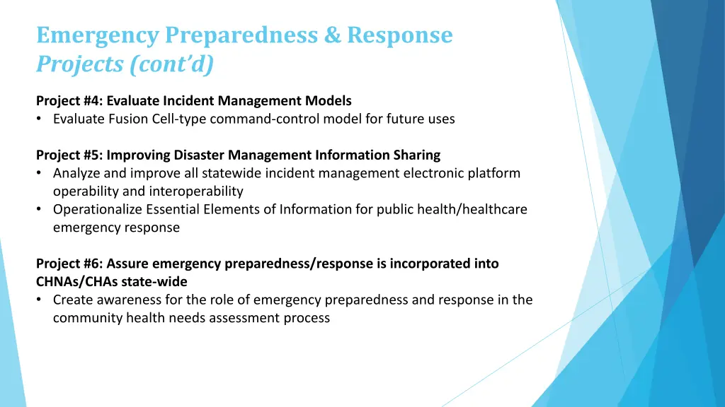 emergency preparedness response projects cont d 1