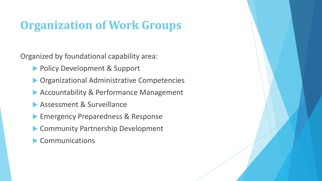 organization of work groups