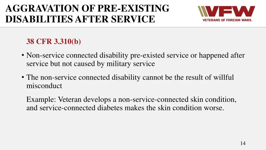 aggravation of pre existing disabilities after