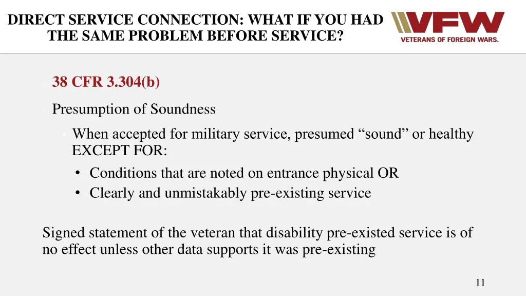 direct service connection what