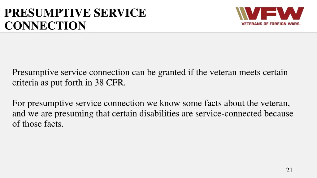 presumptive service connection