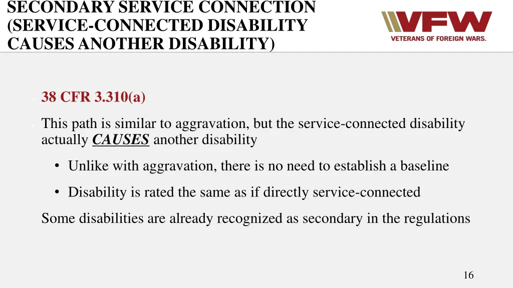 secondary service connection service connected
