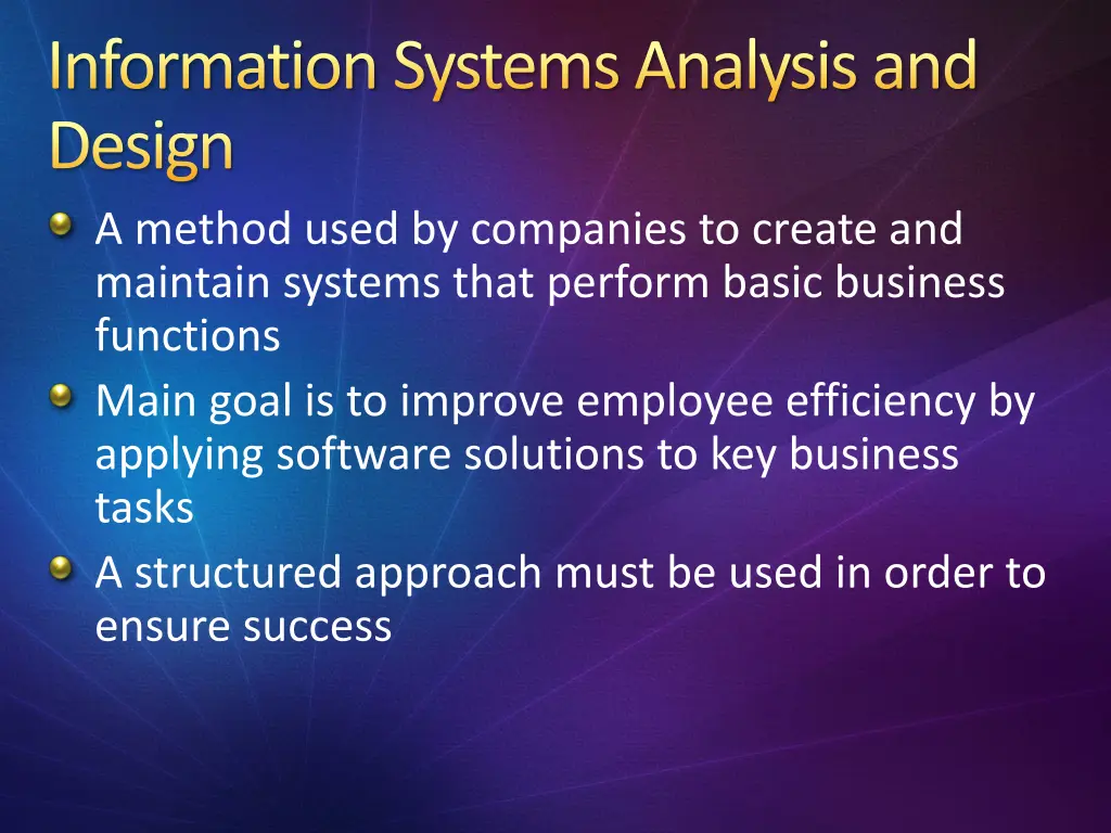information systems analysis and design a method