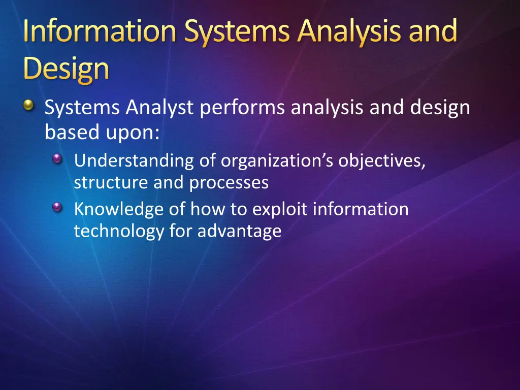 information systems analysis and design systems