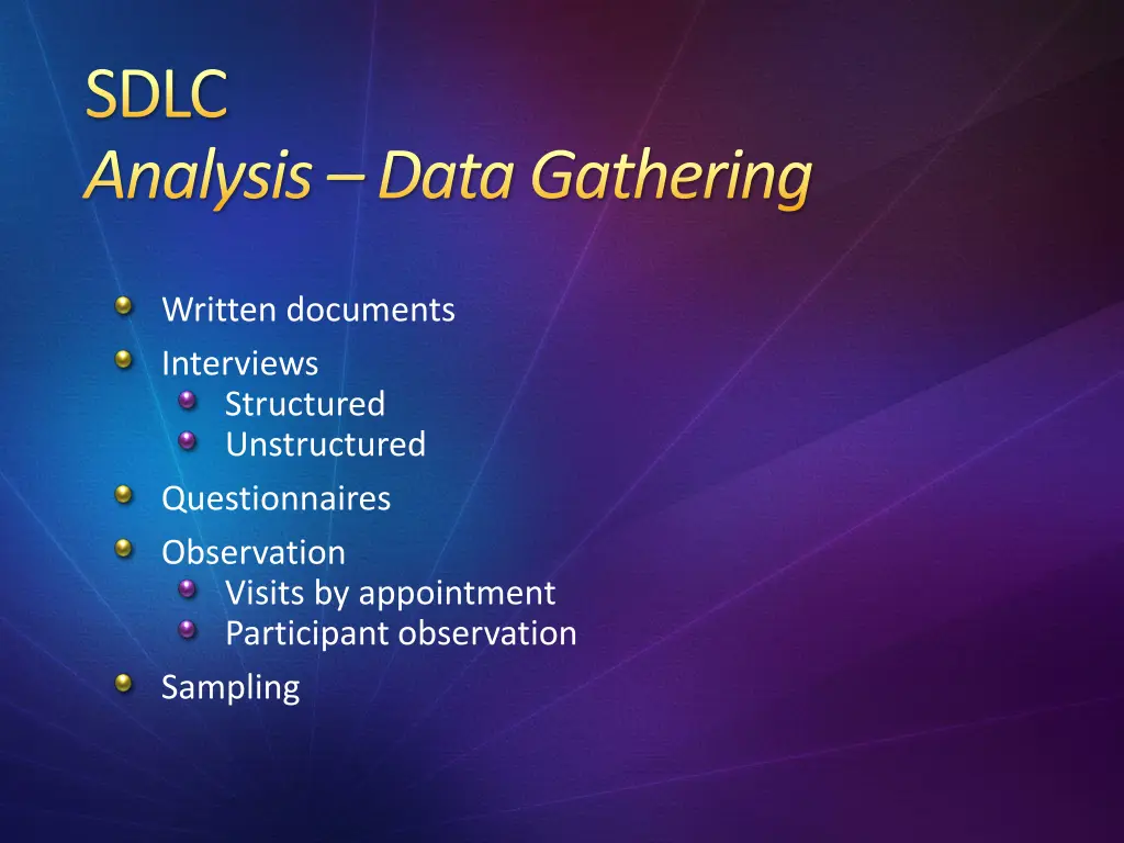 sdlc analysis data gathering