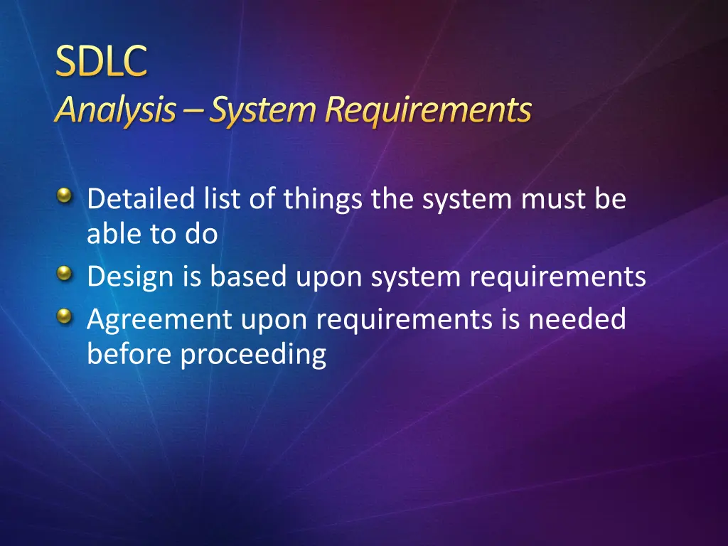 sdlc analysis system requirements