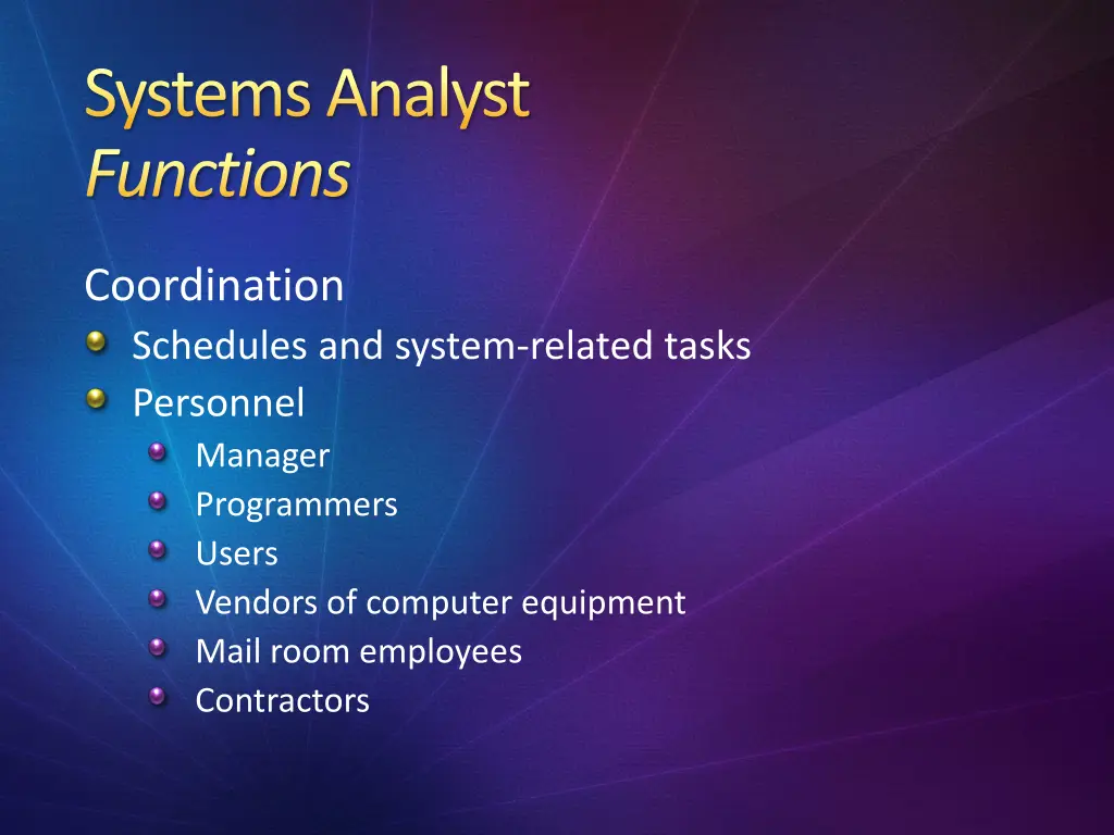 systems analyst functions
